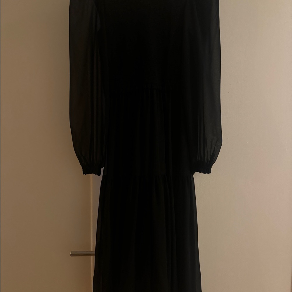 Aritzia Elegant Black Sheer Sleeve Dress